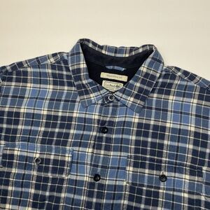 L.L. Bean Flannel Shirt Shacket Men's XL Fleece Lined Traditional Fit Blue Plaid